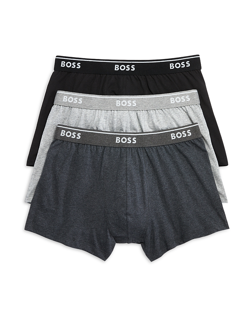 Hugo Boss Boss 3-pack Power Stretch Cotton Trunks In Light Gray/gray/black