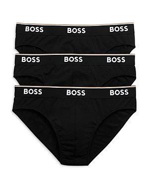 Hugo Boss Power Cotton Blend Briefs, Pack Of 3 In Black