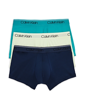 Calvin Klein Microfiber Stretch Wicking Low Rise Trunks, Pack Of 3 In Cobalt/navy/yellow