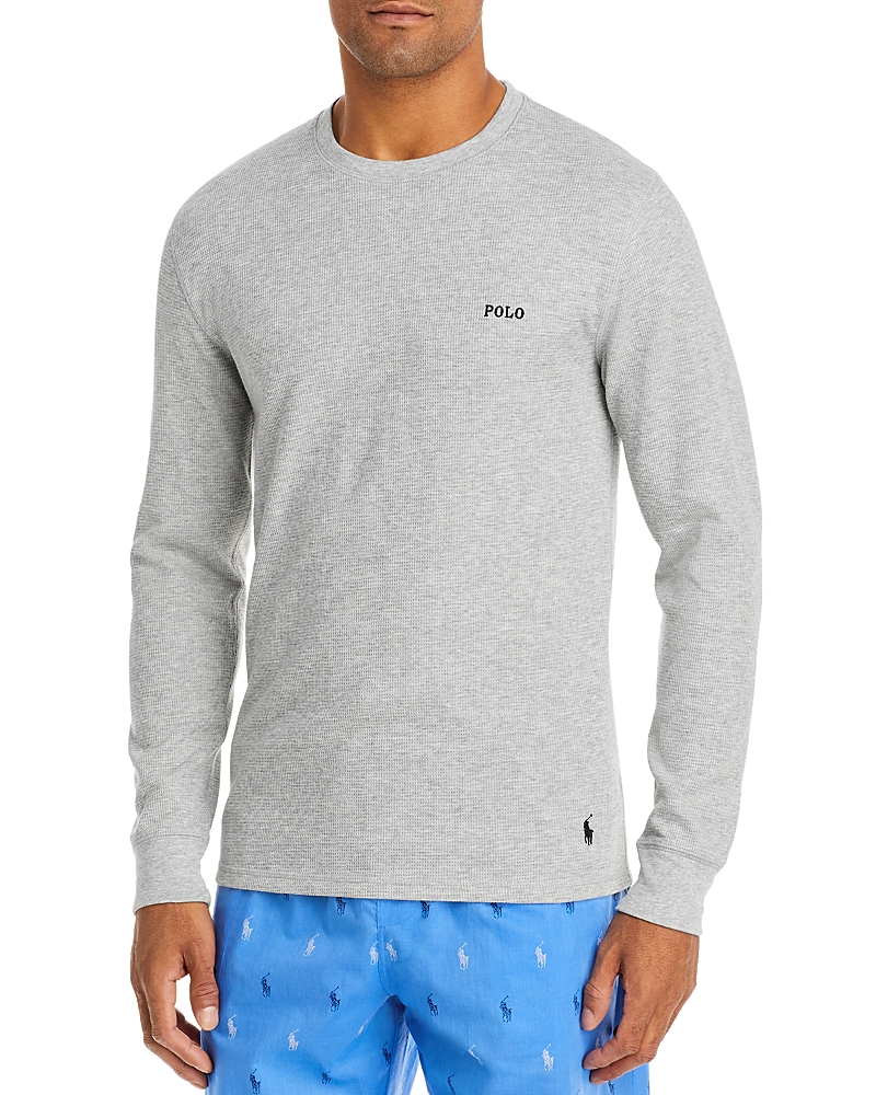 Polo Ralph Lauren Cotton Blend Waffle Knit Embroidered Logo Long Sleeve Sleep Tee