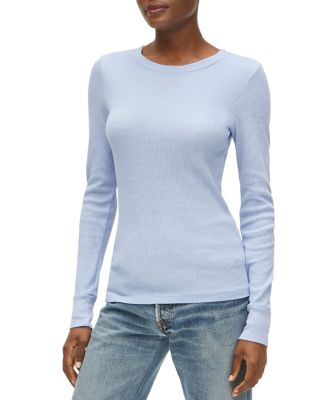 Michael Stars Juliet Long-sleeve Waffle-knit Tee In Cornflower