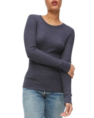 Michael Stars Juliet Long-sleeve Waffle-knit Tee In Admiral