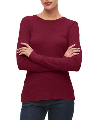 Michael Stars Juliet Long-sleeve Waffle-knit Tee In Plum