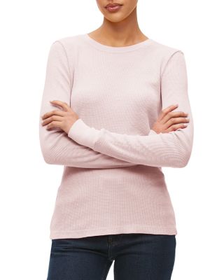 Michael Stars Juliet Long-sleeve Waffle-knit Tee In Rose