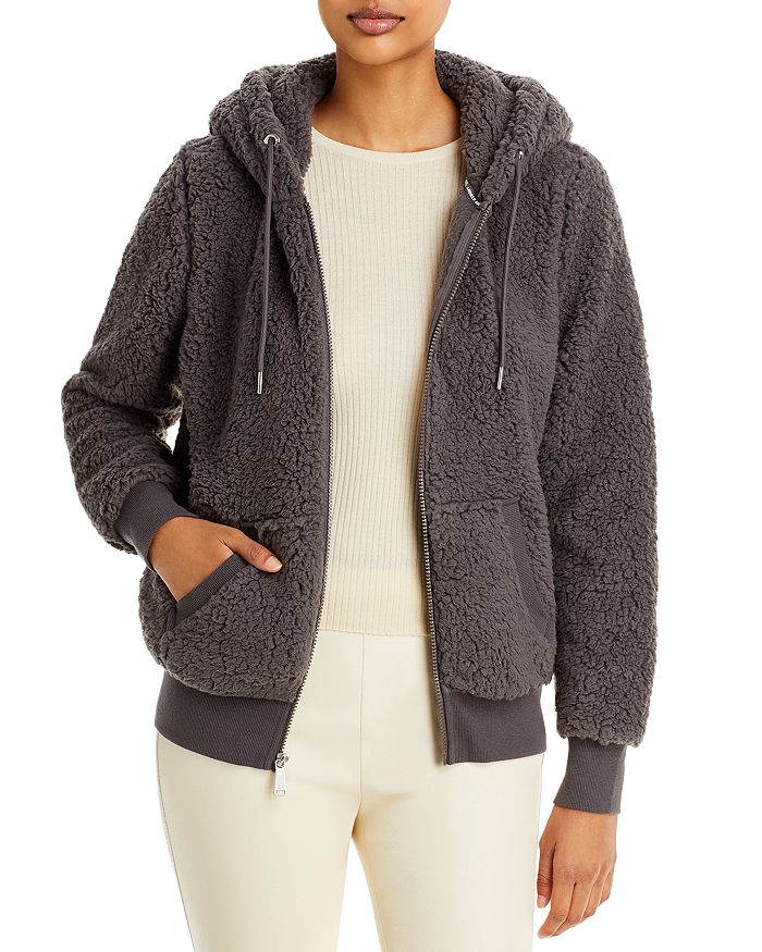 New Marc New York Women's Teddy Fleece Zip Hooded Jacket Small S