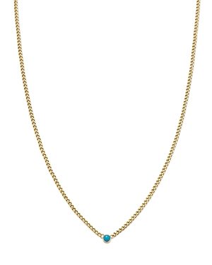 Zoe Chicco 14K Yellow Gold Turquoise Pendant Necklace, 14-16