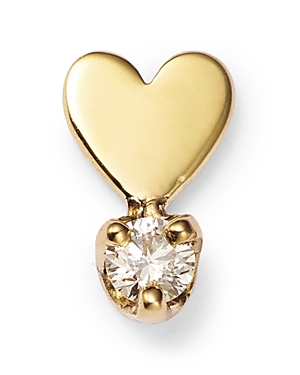 Zoë Chicco 14k Yellow Gold Itty Bitty Symbols Diamond Single Heart Earring In Gold