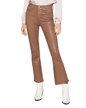Paige Claudine High Rise Straight Leg Ankle Jeans in Cognac Lux Coating