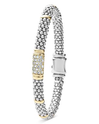Sterling Silver & 18K Gold Diamond Signature Caviar Bracelet