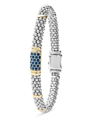 Sterling Silver & 18K Gold Signature Caviar Blue Sapphire Station Bracelet