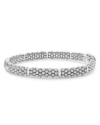 Sterling Silver Signature Caviar Pav&eacute; Diamond Station Bracelet