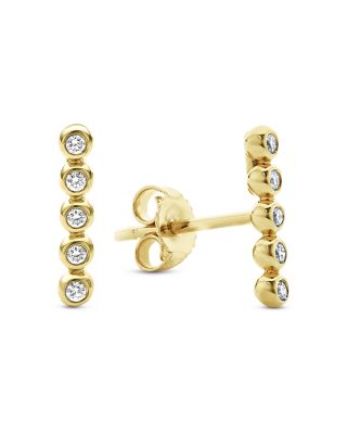 18K Gold KSL Diamond Bar Stud Earrings