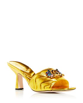 Gucci - Gucci Women's Embellished Quilted High Heel Slide Sandals