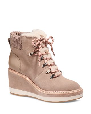 Shearling wedge booties fashion