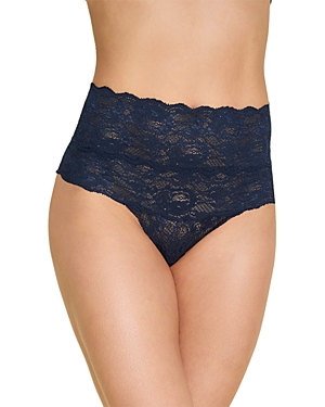 Shop Cosabella Never Say Never High Rise Thong In Navy Blue