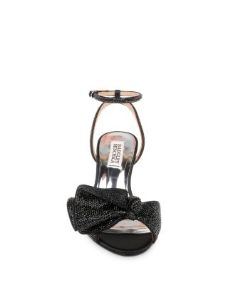 Women's Remi Almond Toe Rhinestone Ruffle Mid Heel Sandals