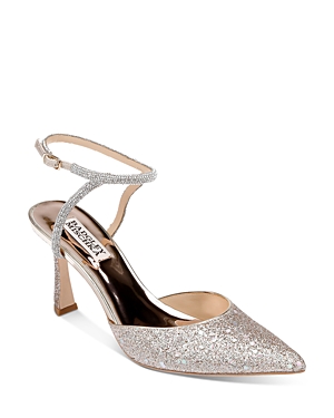 Badgley Mischka Kamilah Ankle Strap Pump In Gold Textile