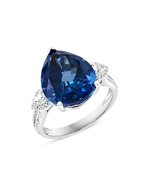 Bloomingdale's London Blue Topaz & Diamond Ring In 14k White Gold - 100% Exclusive In Blue/white