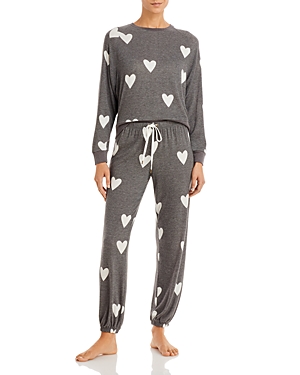 Honeydew Star Seeker Printed Pajama Set In Noir/hearts