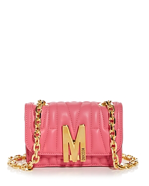 Moschino Micro Leather Shoulder Bag In Violet
