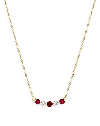 Bloomingdale's - Ruby & Diamond Curved Bar Necklace in 14K Yellow Gold, 16" - 100% Exclusive
