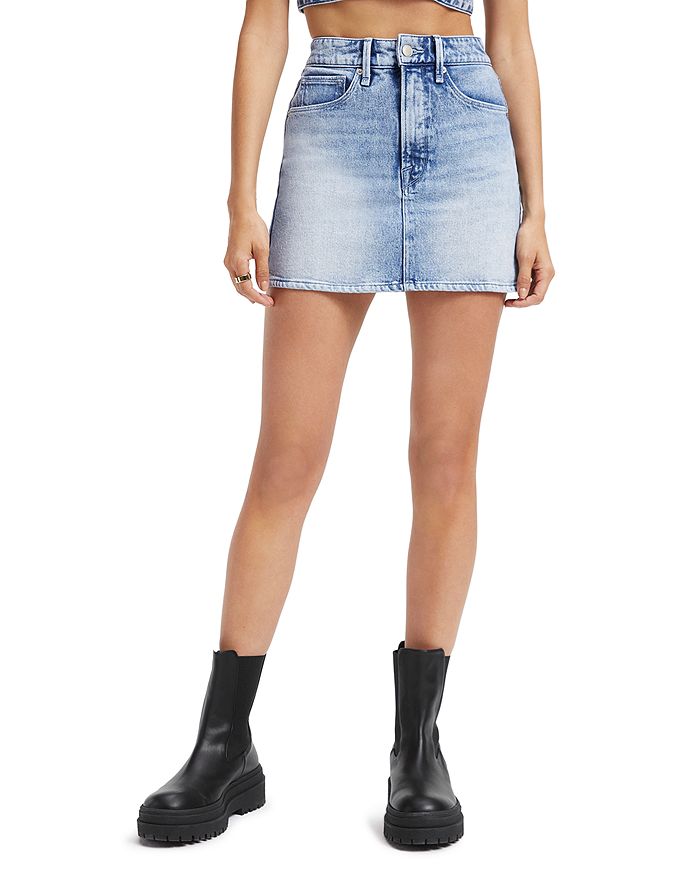 GOOD AMERICAN- DENIM CRYSTAL TRIM SKIRT