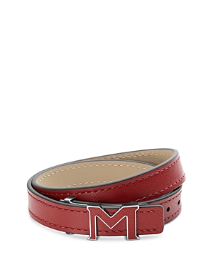 Shop Montblanc M Gram Leather Double Wrap Bracelet In Red