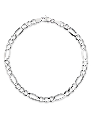 Bloomingdale's Men's Figaro Link Chain Bracelet In 14k White Gold - 100% Exclusive