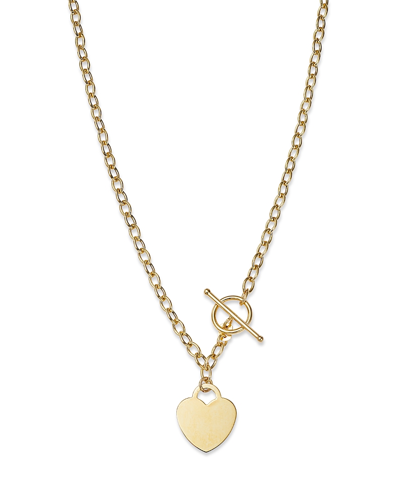 Bloomingdale's Fine Collection Polished Heart Toggle Necklace in 14K Yellow Gold, 17