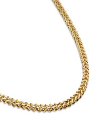 Men's Square Franco Link Chain Necklace in 14K Yellow Gold, 24" 