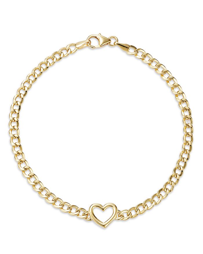 Bloomingdale's - Open Heart Curb Link Chain Bracelet in 14K Yellow Gold - 100% Exclusive