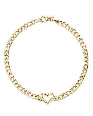 Bloomingdale's Open Heart Curb Link Chain Bracelet in 14K Yellow Gold - 100% Exclusive