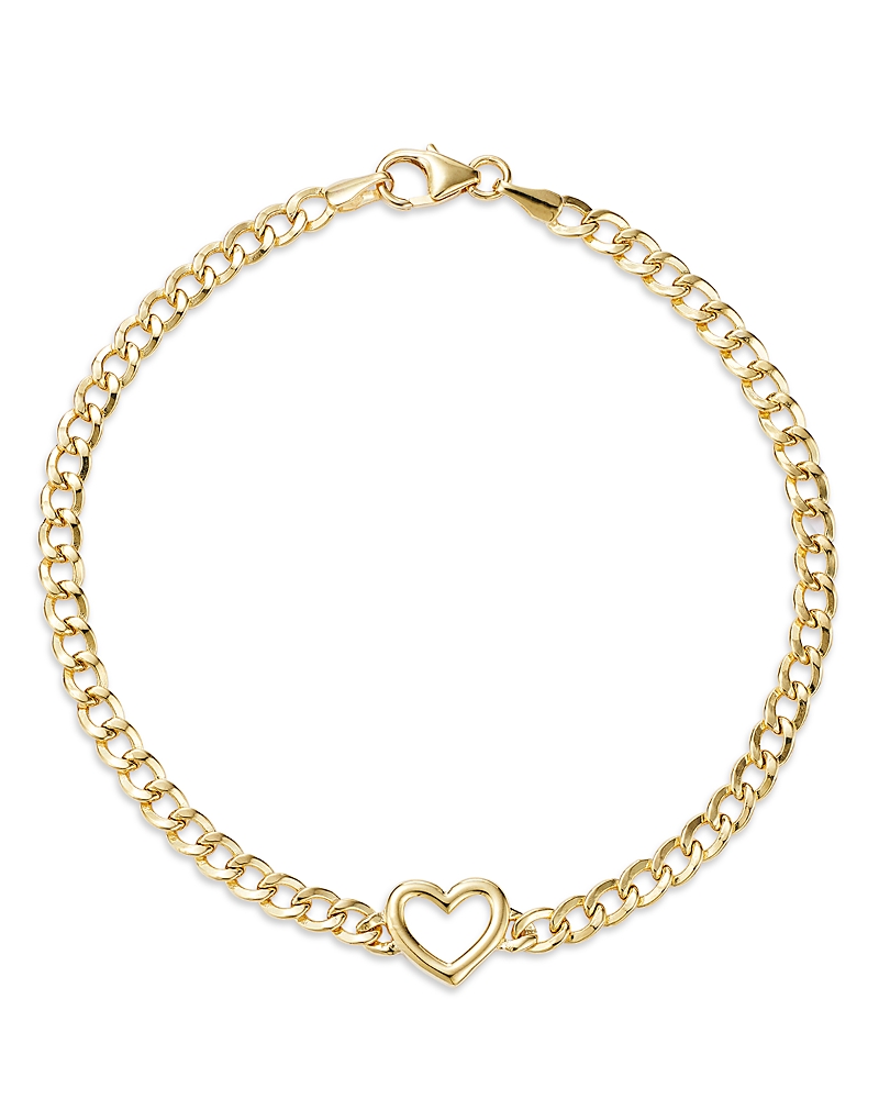 Bloomingdale's Fine Collection Open Heart Curb Link Chain Bracelet in 14K Yellow Gold