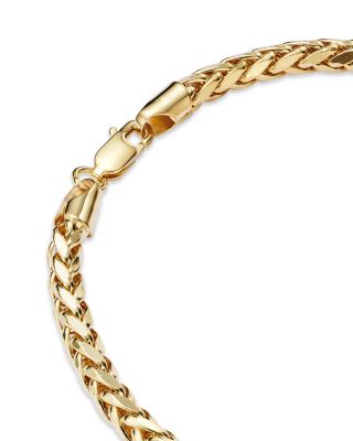 Men&#39;s Wheat Link Chain Bracelet in 14K Yellow Gold 