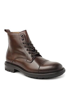 Shop Bruno Magli Men's King Lace Up Cap Toe Boots In Brown