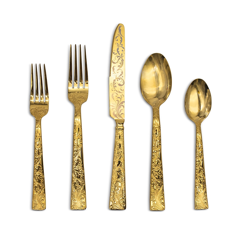 Ricci Argentieri Parisian Garden 20 Pc Flatware Set In Gold
