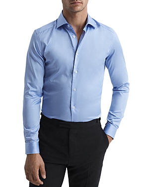 Reiss Remote Slim Fit Cotton Button-up Shirt In Mid Blue