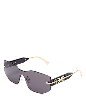 Fendi Rectangular Metal Shield Sunglasses In Gray Solid