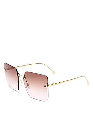 Shop Fendi Rimless Square Sunglasses, 59mm In Gold/red Gradient