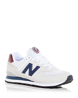 New Balance Men's Classic 574 Low Top Sneakers In White/navy