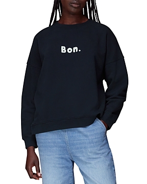 Whistles Bon Relaxed Cotton Sweatshirt In Navy