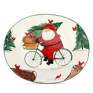 Vietri Old St. Nick Bicycle Large Oval Platter
