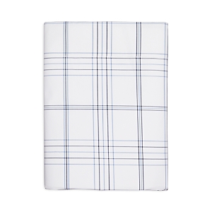 Matouk August Plaid Flat Sheet, King In Navy