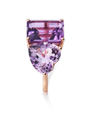 Amethyst & Pink Amethyst Ring in 14K Rose Gold  
