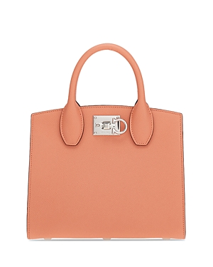 Ferragamo The Studio Gancio Leather Top-handle Bag In Coral