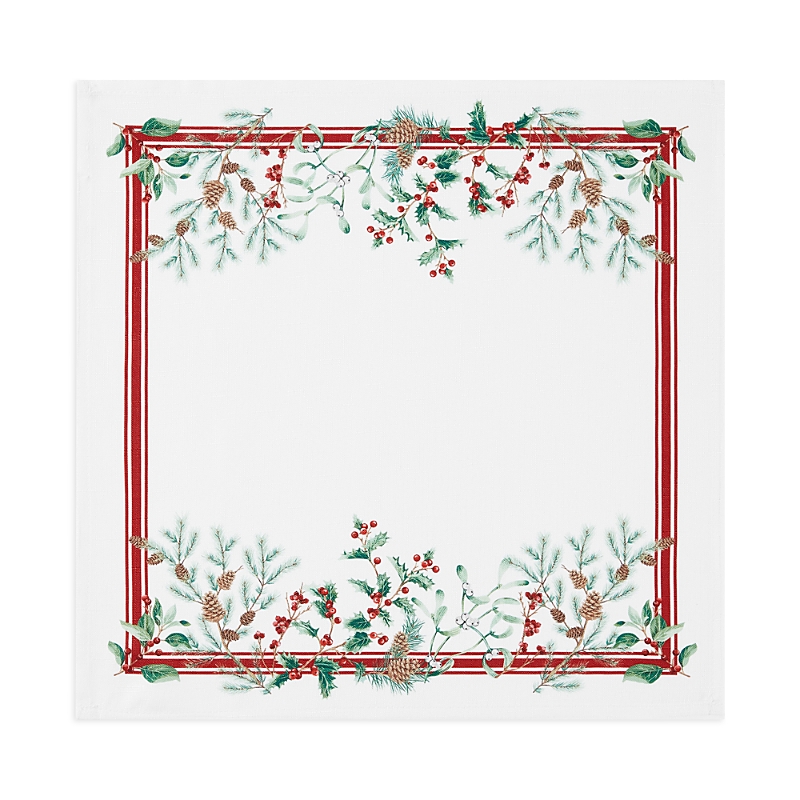 Elrene Home Fashions Winter Holiday Berry Fabric Napkins, Set Of 4 In White