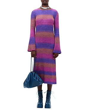 Simon Miller Axon Stripe Long Sleeve Sweater Dress In Distorted Stripe
