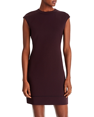 Theory Embroidered Cap Sleeve Shift Dress In Merlot/ Black