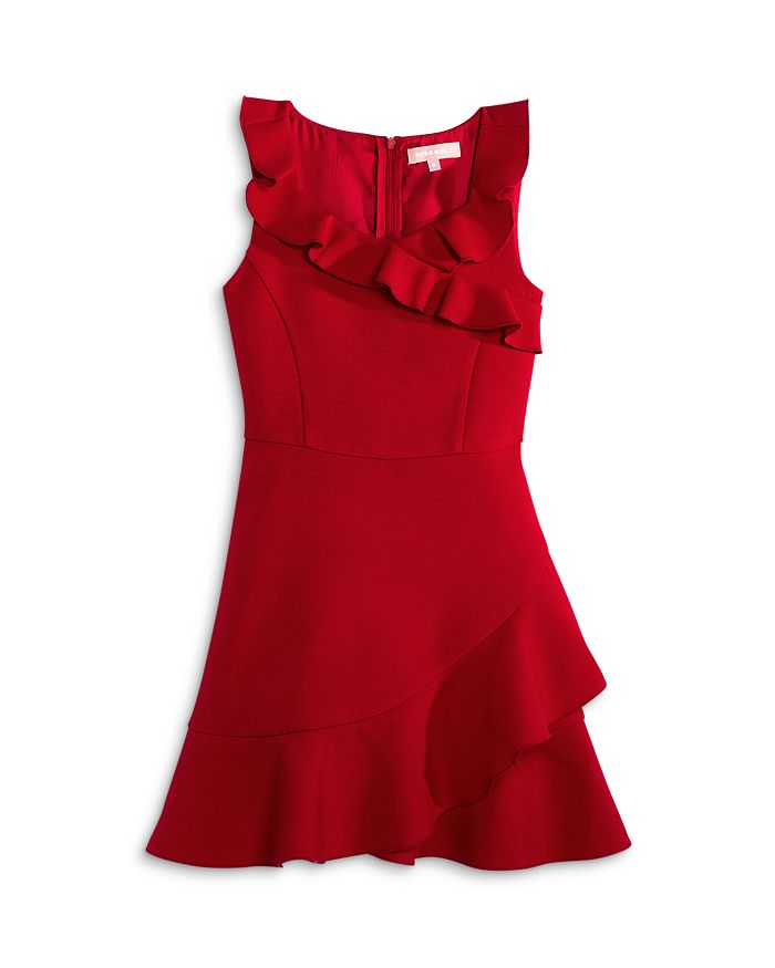 Bcbg red ruffle dress outlet
