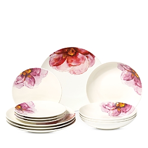 Villeroy & Boch Rose Garden 12-piece Dinnerware Set In White/pink